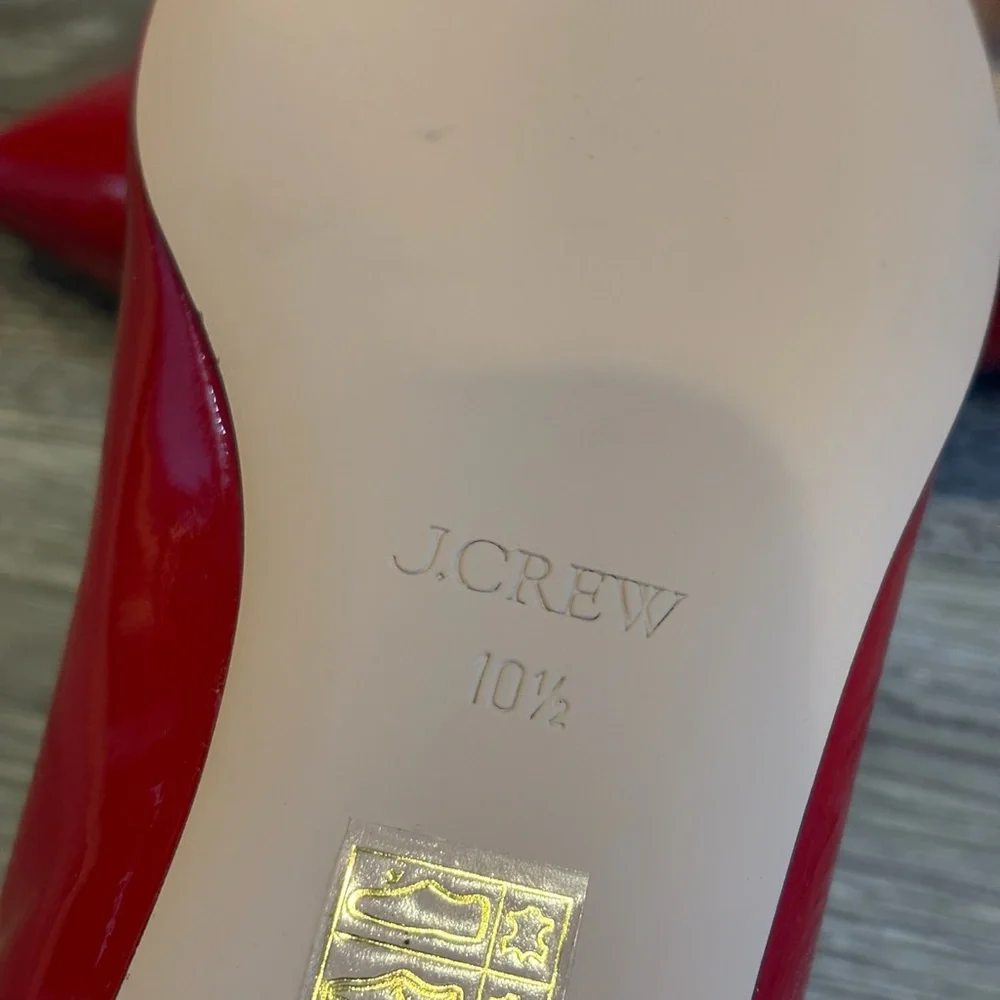 J.Crew Red Patent Leather Pointed Toe Mary Jane Ballet Flats Sz 10.5 EUC - Picture 10 of 10